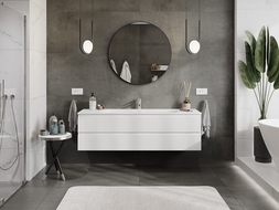 Mexen Rivel шкаф за баня 160 см с мивка Vela, 2 чекмеджета, оребрен, бял мат - 91A20-16047-2-BFF01-W23M01