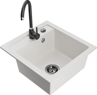 Mexen Vito гранитна мивка с 1 отделение с кухненски смесител Telma, бял - 6503-20-670200-70
