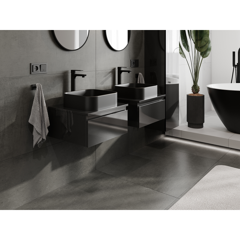 Mexen Orio шкафче за баня под мивка 50 см, 1 чекмедже, черен гланц - 91A10-05023-1-BF70