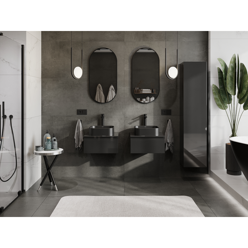 Mexen Orio шкафче за баня под мивка 50 см, 1 чекмедже, черен гланц - 91A10-05023-1-BF70