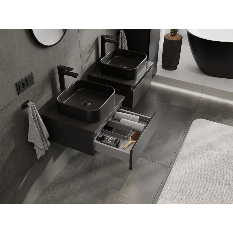 Mexen Orio шкаф за баня за умивалник 50 см, 1 чекмедже, черен мат - 91A10-05023-1-BF71