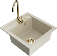 Mexen Vito гранитна мивка с 1 отделение и кухненски смесител Telma, бежов - 6503-69-670200-50