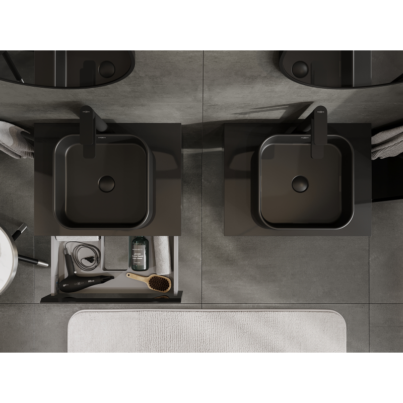 Mexen Orio шкаф за баня под мивка 60 см, 1 чекмедже, черен гланц - 91A10-06023-1-BF70