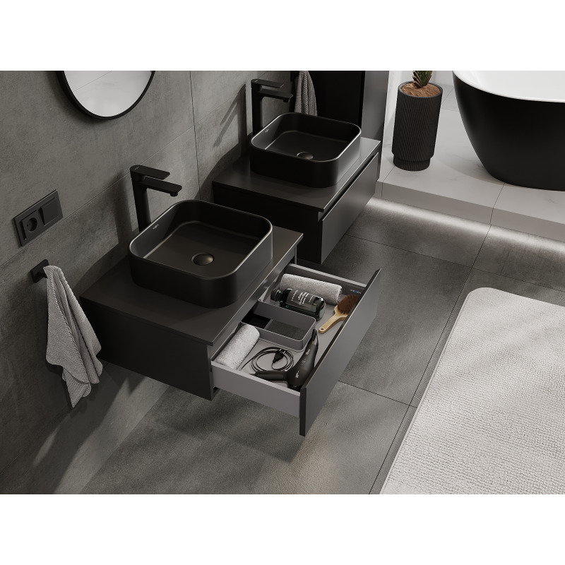 Mexen Orio шкафче за баня под мивка 60 см, 1 чекмедже, черен мат - 91A10-06023-1-BF71