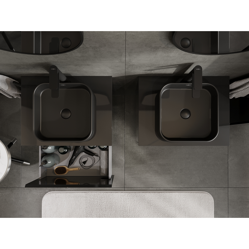 Mexen Orio шкаф за баня под умивалник 60 см, 1 чекмедже, черен гланц - 91A10-06047-1-BF70