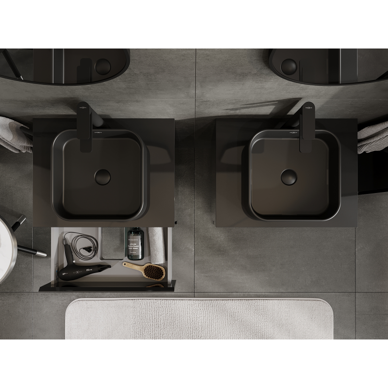 Mexen Orio шкаф за баня под мивка 60 см, 2 чекмеджета, черен гланц - 91A10-06047-2-BFF70