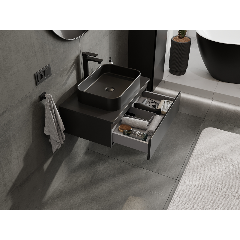 Mexen Orio баня шкаф под мивка 70 см, 1 чекмедже, черен мат - 91A10-07023-1-BF71