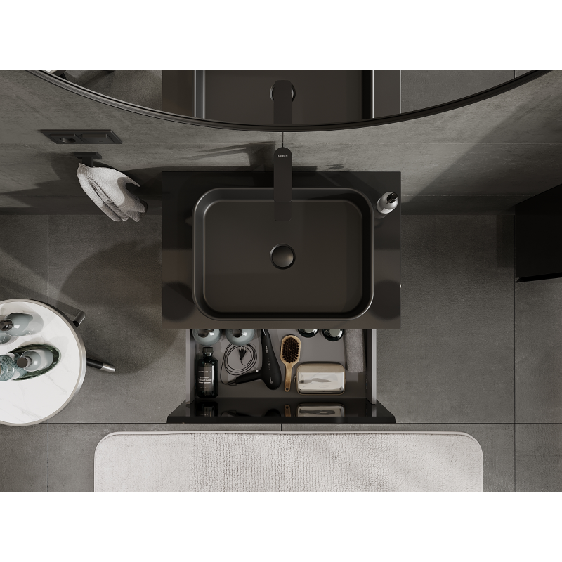 Mexen Orio шкаф за баня под мивка 70 см, 1 чекмедже, черен гланц - 91A10-07047-1-BF70