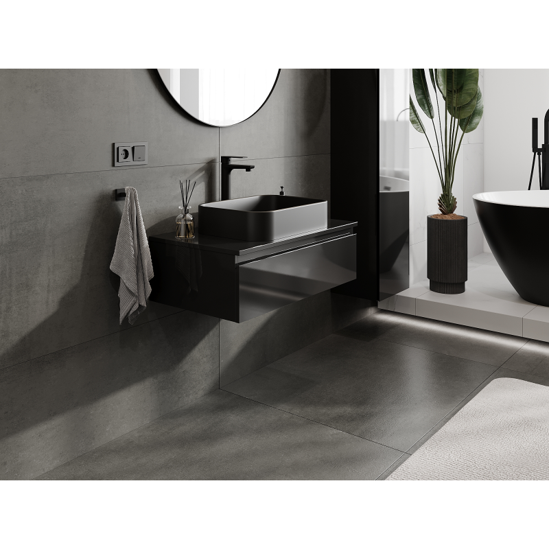 Mexen Orio шкаф за баня под мивка 80 см, 1 чекмедже, черен гланц - 91A10-08023-1-BF70