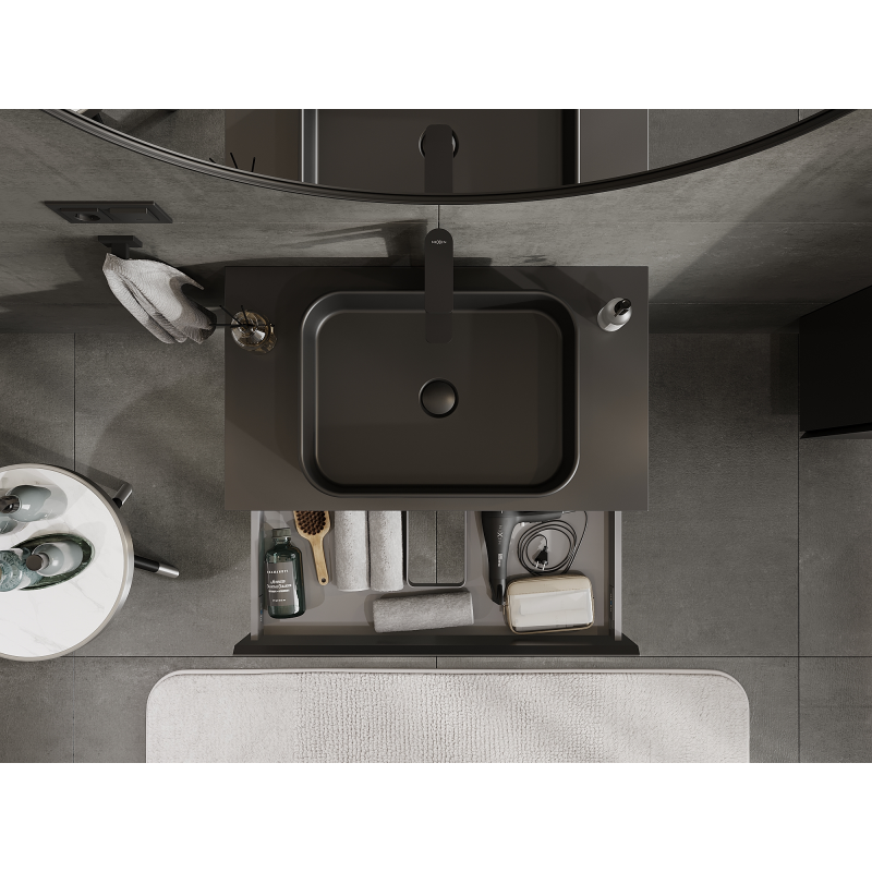 Mexen Orio шкаф за баня за мивка 80 см, 1 чекмедже, черен мат - 91A10-08023-1-BF71