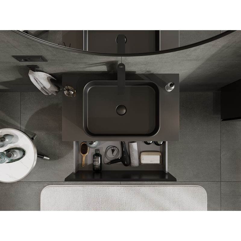 Mexen Orio шкаф за баня подумивалник 80 см, 1 чекмедже, черен мат - 91A10-08047-1-BF71