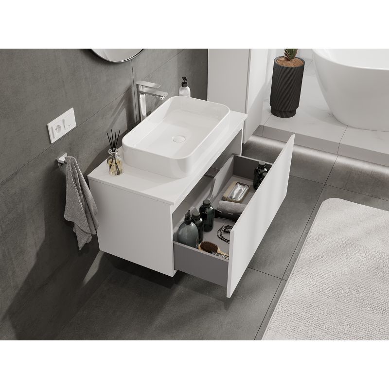 Mexen Orio шкаф за баня под мивка 90 см, 1 чекмедже, бял мат - 91A10-09047-1-BF01