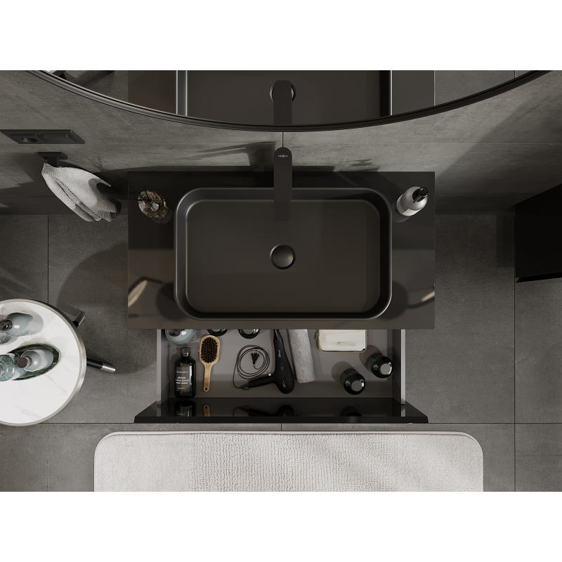 Mexen Orio шкаф за мивка 90 см, 1 чекмедже, черен гланц - 91A10-09047-1-BF70
