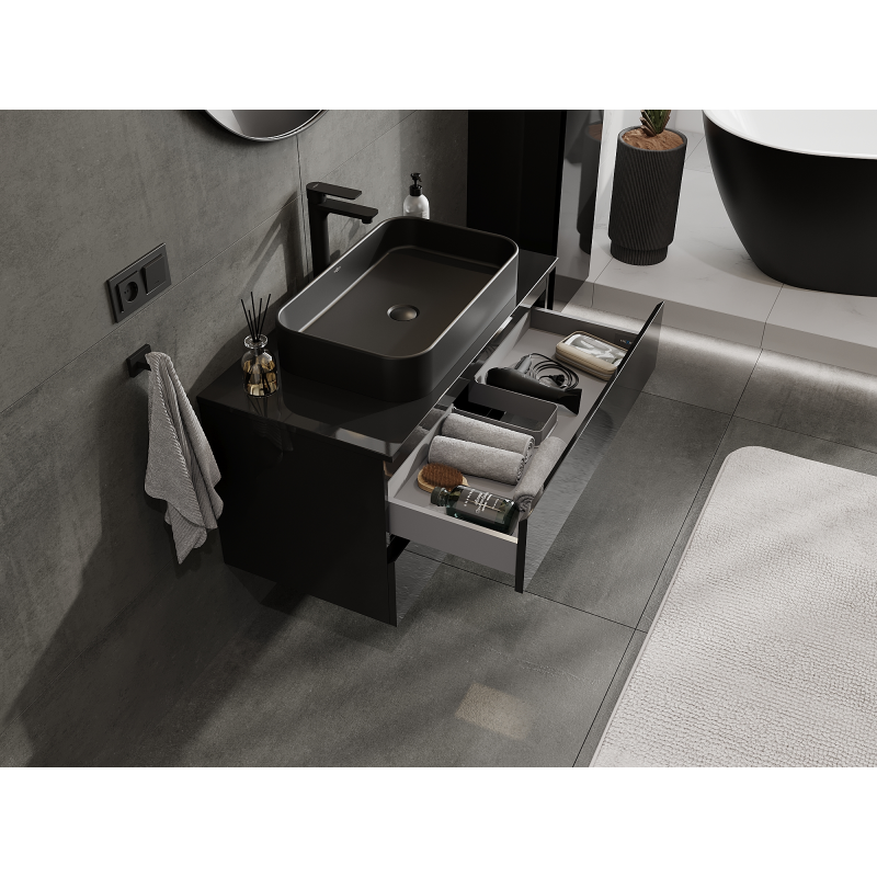 Mexen Orio шкаф за баня под мивка 90 см, 2 чекмеджета, черен гланц - 91A10-09047-2-BFF70