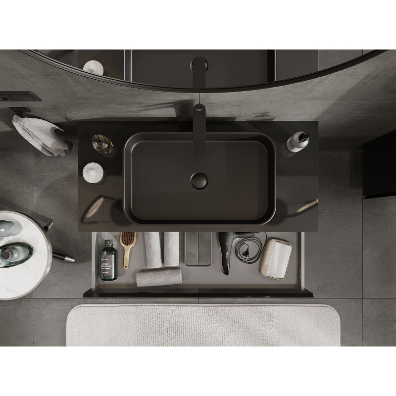 Mexen Orio шкаф за баня под мивка 100 см, 1 чекмедже, черен гланц - 91A10-10023-1-BF70