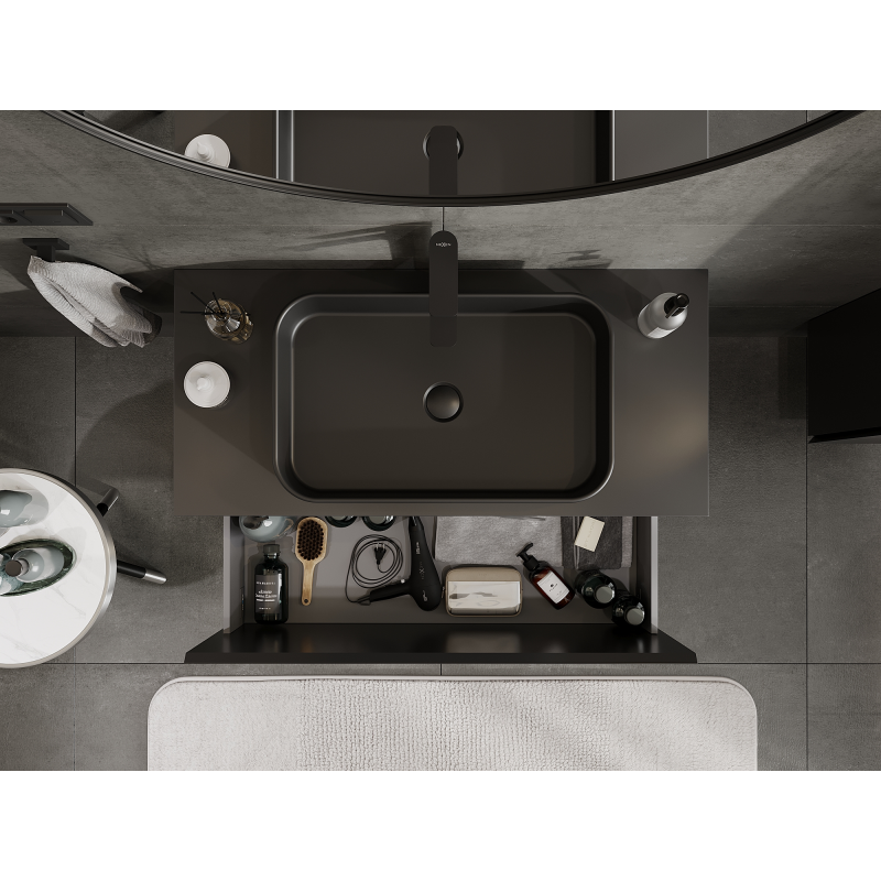 Mexen Orio шкаф за баня под мивка 100 см, 1 чекмедже, черен мат - 91A10-10047-1-BF71