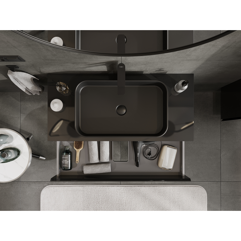 Mexen Orio шкаф за баня под умивалник 100 см, 2 чекмеджета, черен гланц