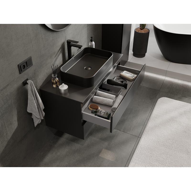 Mexen Orio шкаф под мивка за баня 100 см, 2 чекмеджета, матово черно