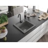 Mexen Vito гранитен мивка 1-коморен с кухненски кран Telma, сив - 6503-71-670200-70