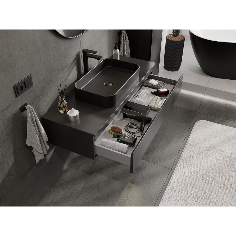 Mexen Orio шкафче за баня за мивка 120 см, 1 чекмедже, черно мат - 91A10-12023-1-BF71