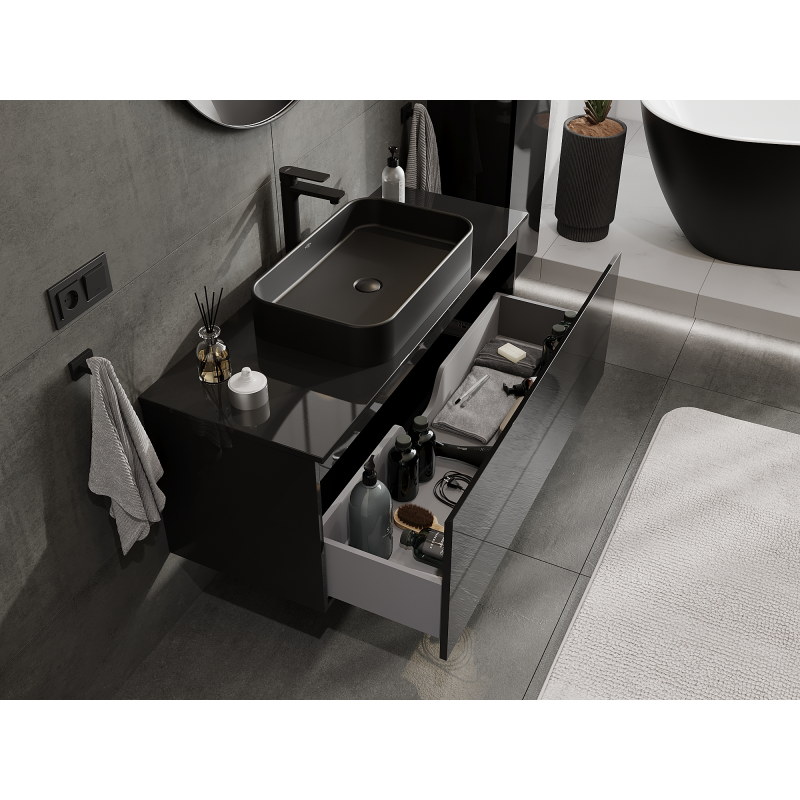 Mexen Orio шкаф за баня под мивка 120 см, 1 чекмедже, черен гланц - 91A10-12047-1-BF70