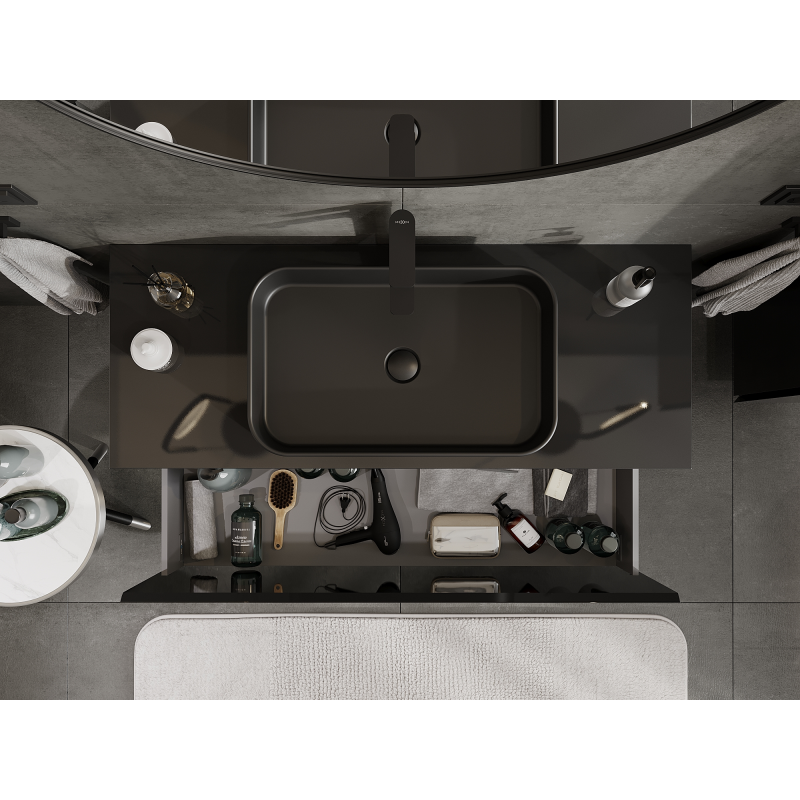 Mexen Orio шкаф за баня под мивка 120 см, 1 чекмедже, черен гланц - 91A10-12047-1-BF70