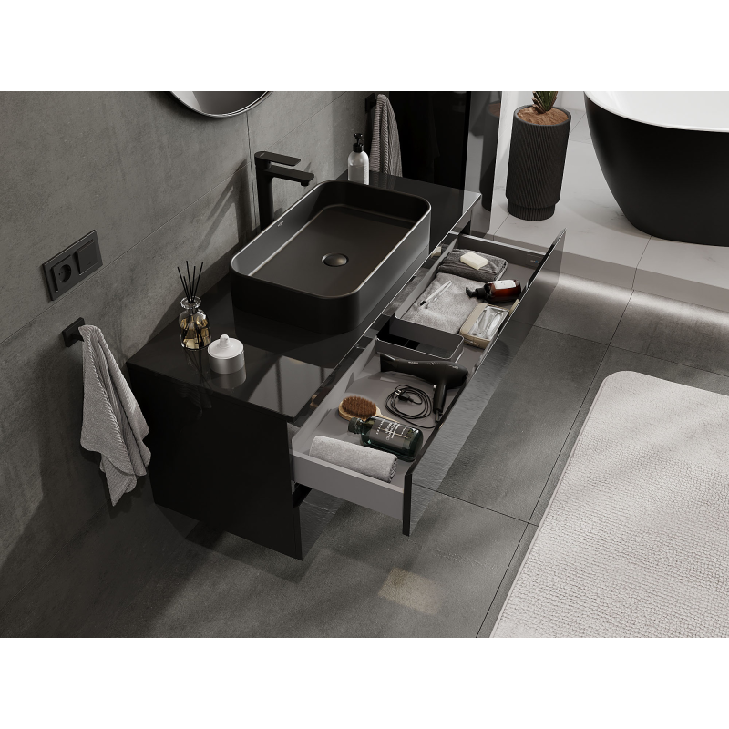 Mexen Orio шкаф за баня подмивнически, 120 см, 2 чекмеджета, черен гланц - 91A10-12047-2-BFF70