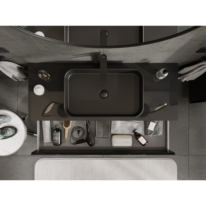 Mexen Orio шкаф за баня подмивнически, 120 см, 2 чекмеджета, черен гланц - 91A10-12047-2-BFF70