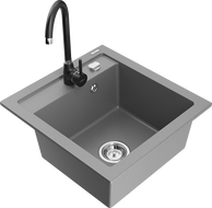 Mexen Vito гранитна мивка с 1 отделение с кухненски смесител Telma, сив - 6503-71-670200-70