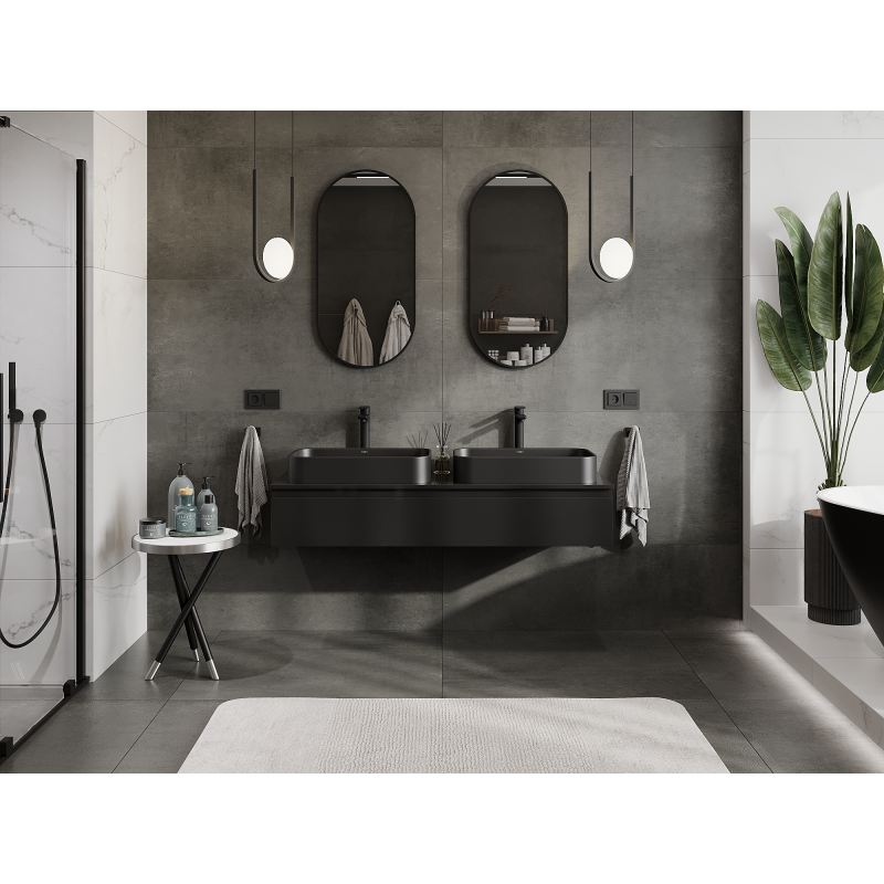 Mexen Orio баня шкаф под мивка 140 см, 1 чекмедже, черен гланц - 91A10-14023-1-BF70