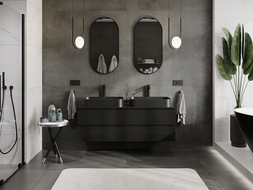 Mexen Orio шкаф за баня под мивка 140 см, 2 чекмеджета, черен гланц