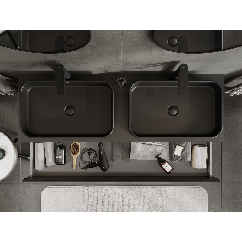 Mexen Orio шкаф за баня под мивка 140 см, 2 чекмеджета, черен мат - 91A10-14047-2-BFF71