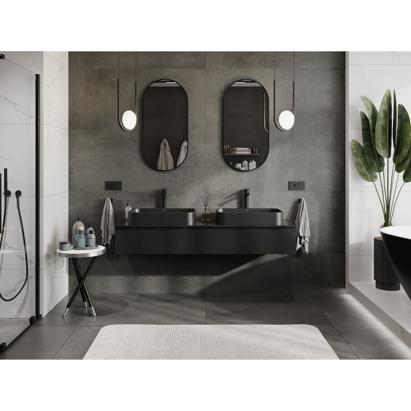 Mexen Orio шкаф за баня за мивка 160 см, 1 чекмедже, черен гланц - 91A10-16023-1-BF70