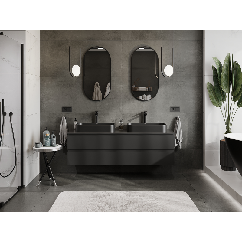 Mexen Orio шкаф за баня под умивалник 160 см, 2 чекмеджета, черен мат