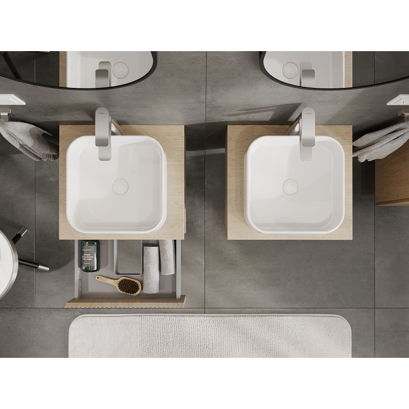 Mexen Rivel шкаф за баня под мивка 50 см, 1 чекмедже, оребрено, дъб - 91A20-05023-1-BF81