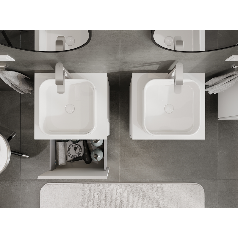 Mexen Rivel шкаф за баня под умивалник 50 см, 1 чекмедже, оребрена, бяла мат - 91A20-05047-1-BF01