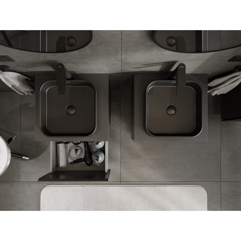 Mexen Rivel шкаф за баня за мивка 50 см, 1 чекмедже, оребрен, черен мат - 91A20-05047-1-BF71