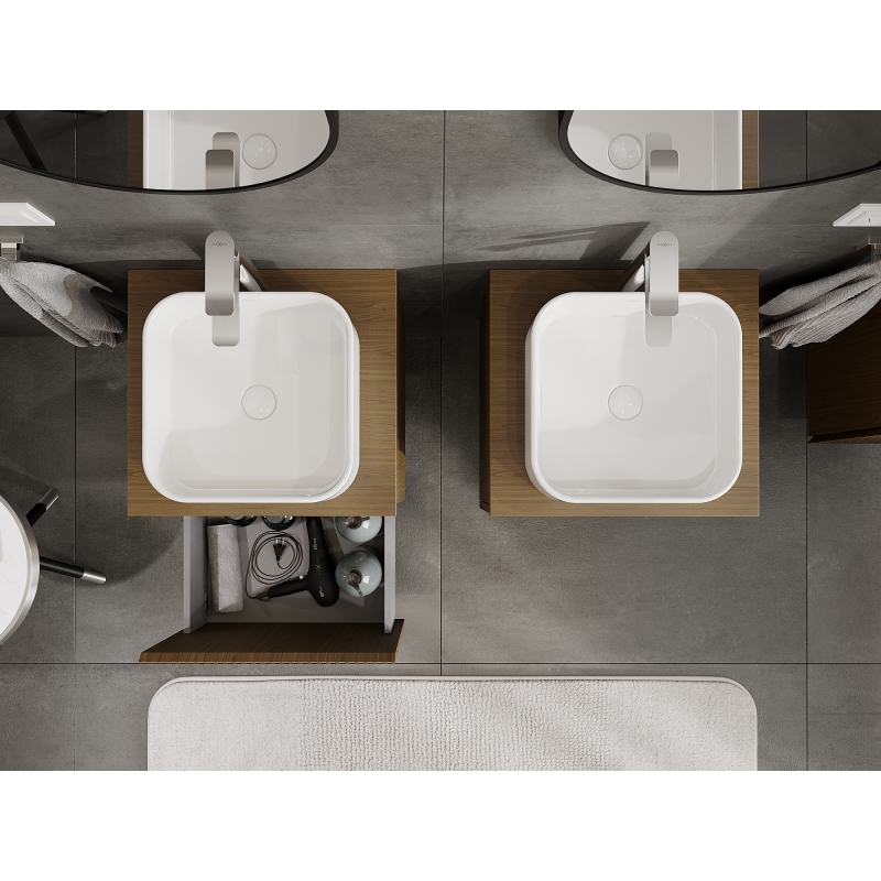 Mexen Rivel шкаф за баня под мивка 50 см, 1 чекмедже, оребрен , орех - 91A20-05047-1-BF86