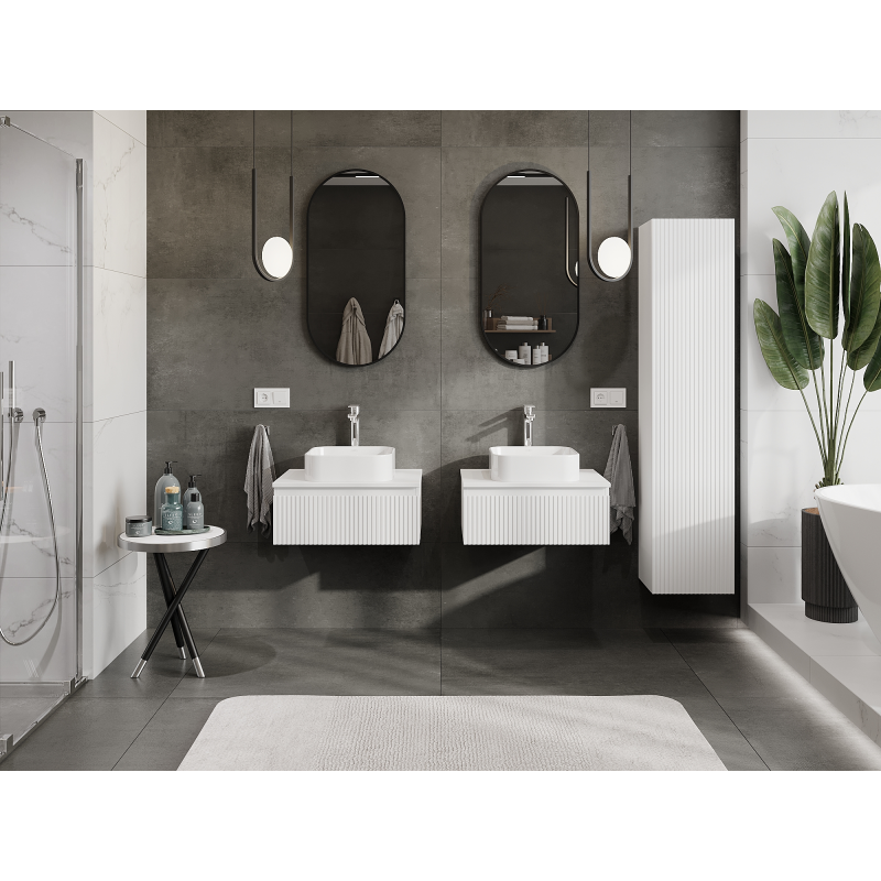 Mexen Rivel шкафче за баня под мивка 60 см, 1 чекмедже, набраздено, бяло мат - 91A20-06023-1-BF01