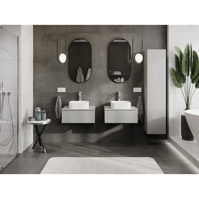 Mexen Rivel шкаф за баня под мивка 60 см, 1 чекмедже, рифелован, сив мат - 91A20-06023-1-BF62