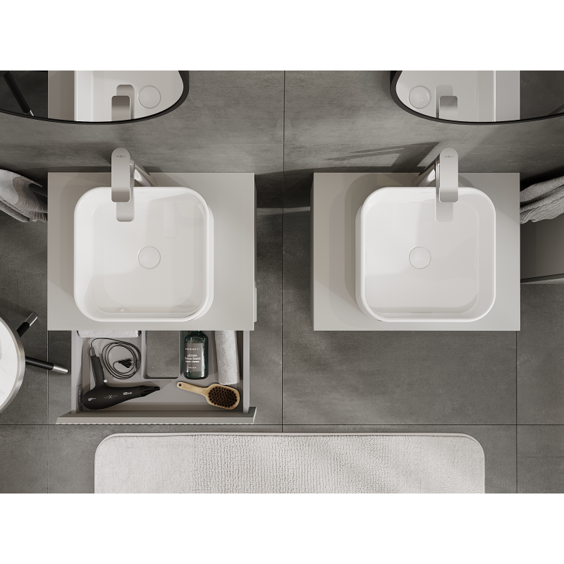 Mexen Rivel шкаф за баня под мивка 60 см, 1 чекмедже, рифелован, сив мат - 91A20-06023-1-BF62