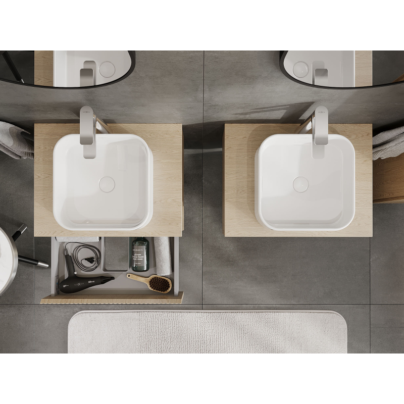 Mexen Rivel шкаф за баня под мивка 60 см, 1 чекмедже, канелюрен, дъб - 91A20-06023-1-BF81