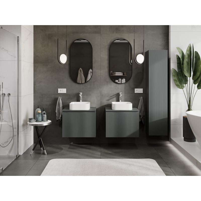 Mexen Rivel шкаф за баня под мивка 60 см, 1 чекмедже, релефен, графит мат - 91A20-06047-1-BF66