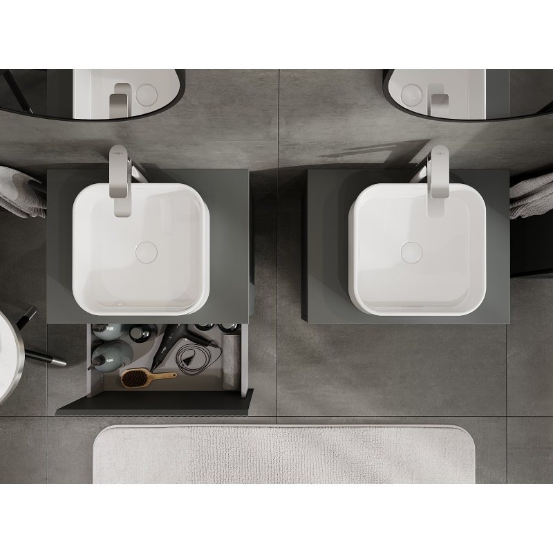 Mexen Rivel шкаф за баня под мивка 60 см, 1 чекмедже, релефен, графит мат - 91A20-06047-1-BF66