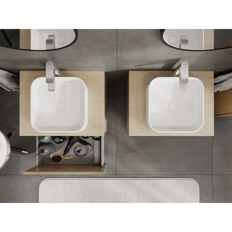 Mexen Rivel шкаф за баня под умивалник 60 см, 1 чекмедже, гофриран, дъб - 91A20-06047-1-BF81