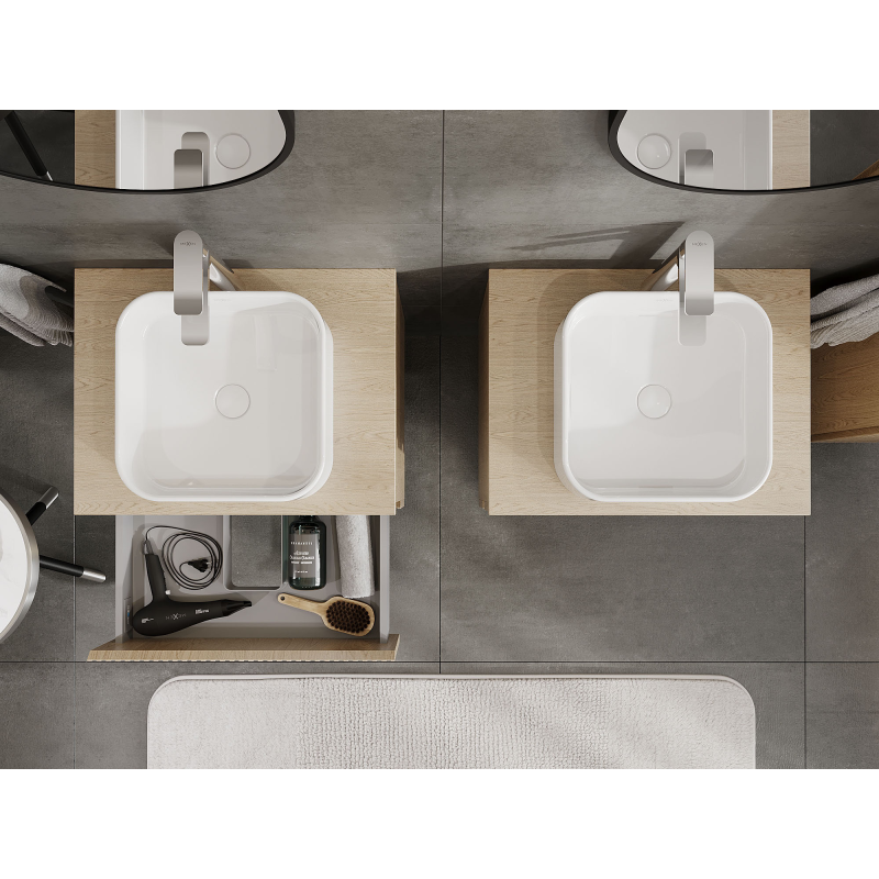 Mexen Rivel шкаф за баня под умивалник 60 см, 2 чекмеджета, рифелован, дъб - 91A20-06047-2-BFF81