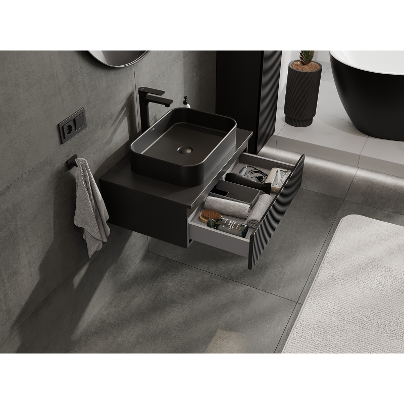 Mexen Rivel баня шкаф под мивка 70 см, 1 чекмедже, рифеловано, графит мат - 91A20-07023-1-BF71