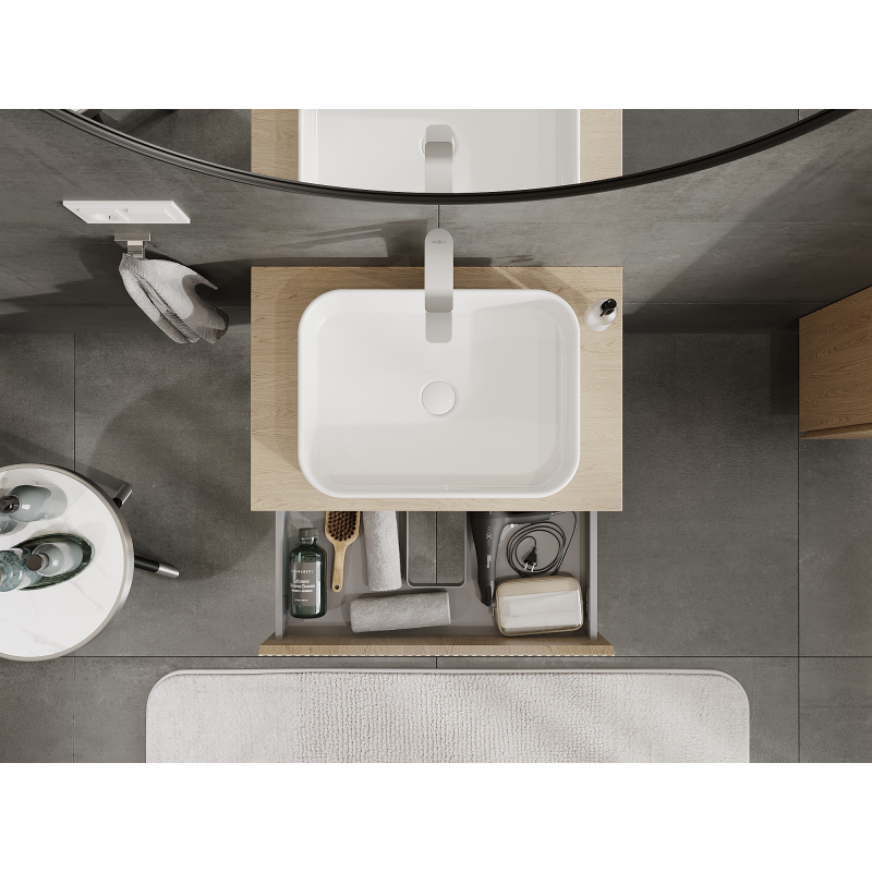 Mexen Rivel баня шкаф под мивка 70 см, 1 чекмедже, оребрено, дъб - 91A20-07023-1-BF81