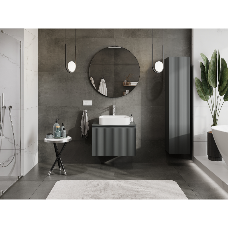 Mexen Rivel шкаф за баня 70 см, 1 чекмедже, оребрен, графит мат - 91A20-07047-1-BF66