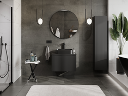 Mexen Rivel шкаф за баня с мивка 70 см, 1 чекмедже, оребрен, черен мат